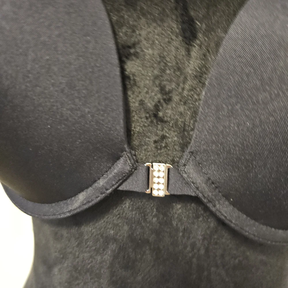 La Senza  Black Bra with Gold Lace Front Closure Racerback SZ 36C - Picture 2 of 11